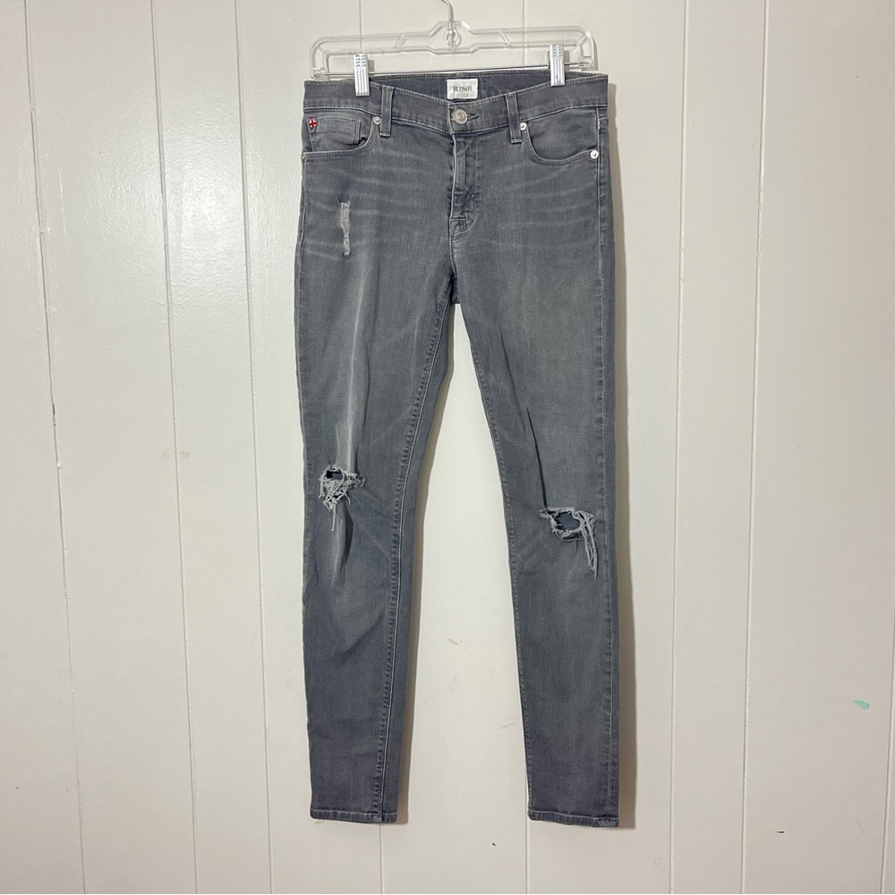 Hudson Jeans Krista Gray Super Skinny Distressed Stretch Denim Women’s 28